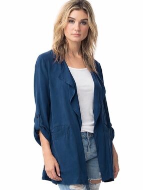 Anthropology Lola & Sofie Cupro Satin No-Closure Utility Jacket